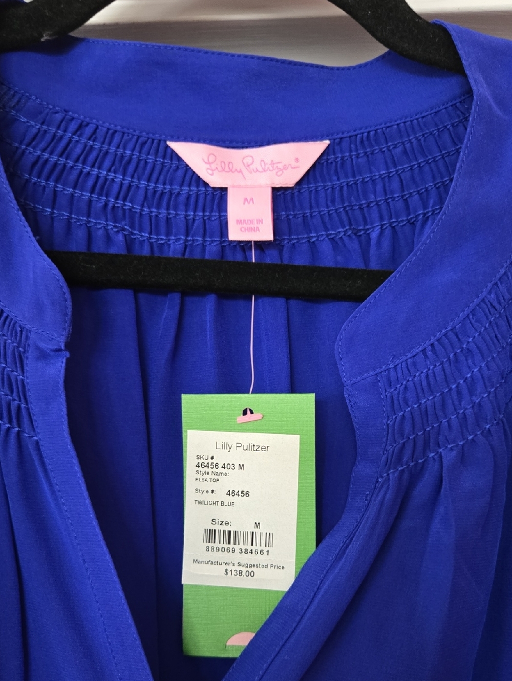 NWT Lilly Pulitzer Silk Elsa Blouse In Twilight Blue Size Medium - Picture 2 of 7